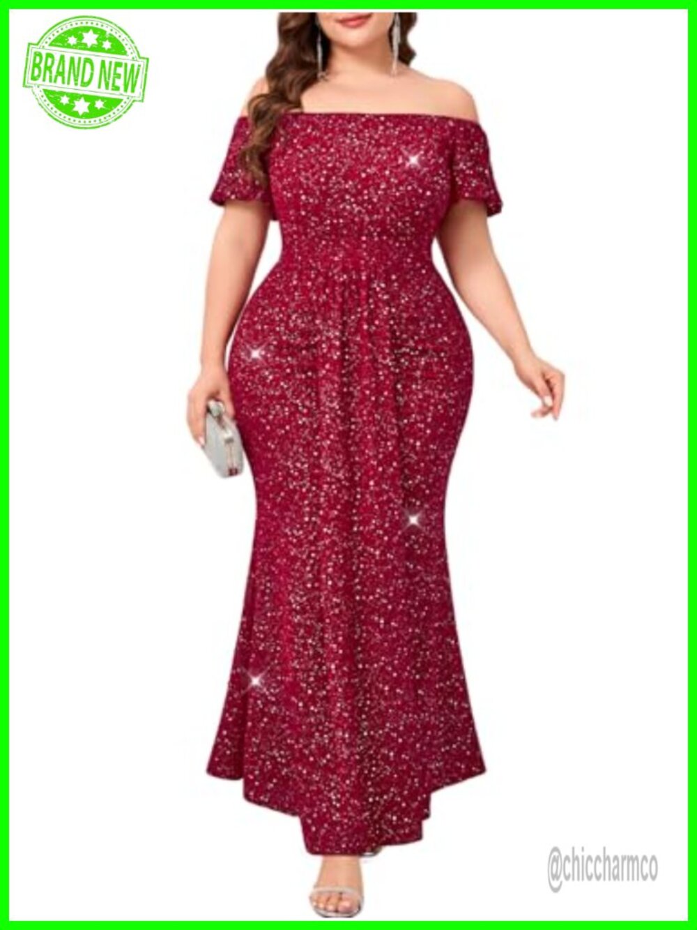 Plus Size Off The Shoulder Mermaid Maxi Formal Evening Gown